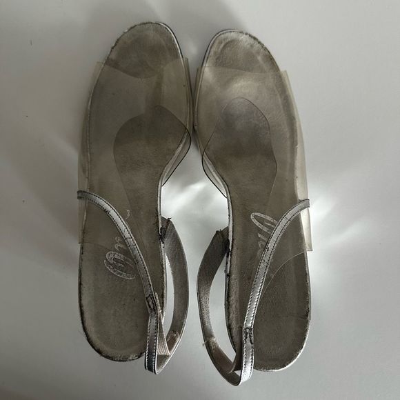 Vintage Silver Clear Peep Toe Heels - Picture 6 of 10